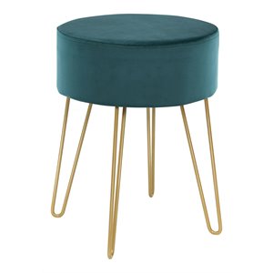 costway 18'' round velvet ottoman/footrest stool/dressing chair in dark green