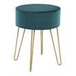 Costway 18'' Round Velvet Ottoman/Footrest Stool/Dressing Chair in Dark Green