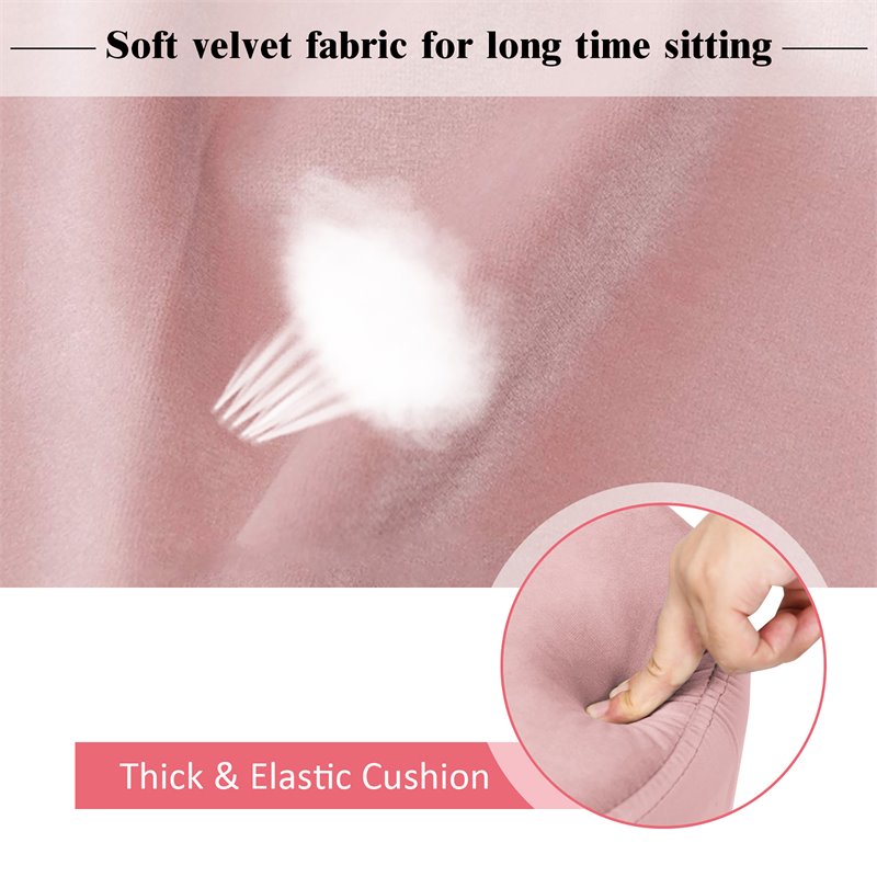 Costway 18'' Round Velvet Ottoman/Footrest Stool/Dressing Chair in Pink