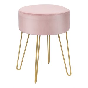 costway 18'' round velvet ottoman/footrest stool/dressing chair in pink