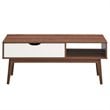 Costway Engineered Wood Coffee Table with Drawer and Storage Shelf in Walnut
