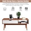 Costway Engineered Wood Coffee Table with Drawer and Storage Shelf in Walnut