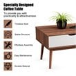 Costway Engineered Wood Coffee Table with Drawer and Storage Shelf in Walnut