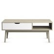 Costway Engineered Wood Coffee Table with Drawer and Storage Shelf in Oak