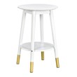 Costway Round Home Decor Accent Side End Table with Storage Shelf in White