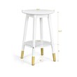 Costway Round Home Decor Accent Side End Table with Storage Shelf in White