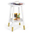 Costway Round Home Decor Accent Side End Table with Storage Shelf in White