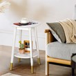 Costway Round Home Decor Accent Side End Table with Storage Shelf in White