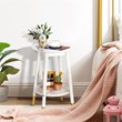 Costway Round Home Decor Accent Side End Table with Storage Shelf in White