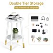 Costway Round Home Decor Accent Side End Table with Storage Shelf in White