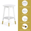 Costway Round Home Decor Accent Side End Table with Storage Shelf in White