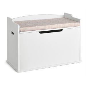 costway wooden toy box kids storage chest lift top bench in white