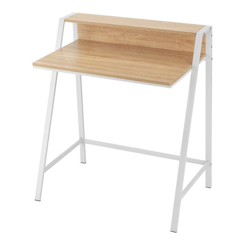 Costway 2-tier Contemporary Engineered Wood Computer Desk in Natural