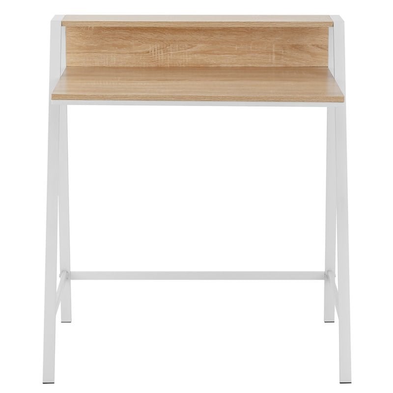 Costway 2-tier Contemporary Engineered Wood Computer Desk in Natural