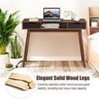 Costway Contemporary Engineered Wood Computer Desk with Drawers in Walnut