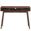 Costway Contemporary Engineered Wood Computer Desk with Drawers in Walnut