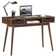Costway Contemporary Engineered Wood Computer Desk with Drawers in Walnut