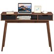 Costway Contemporary Engineered Wood Computer Desk with Drawers in Walnut