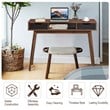 Costway Contemporary Engineered Wood Computer Desk with Drawers in Walnut