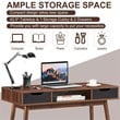 Costway Contemporary Engineered Wood Computer Desk with Drawers in Walnut