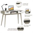 Costway Contemporary Engineered Wood Computer Desk with Drawers in Oak