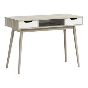 Costway Contemporary Engineered Wood Computer Desk with Drawers in Oak
