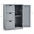 Costway Bathroom Floor Side Storage Cabinet with 3 Drawers & 1 Cupboard in Gray