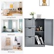 Costway Bathroom Floor Side Storage Cabinet with 3 Drawers & 1 Cupboard in Gray