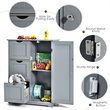 Costway Bathroom Floor Side Storage Cabinet with 3 Drawers & 1 Cupboard in Gray