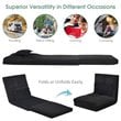 Costway Sponge and Fabric Adjustable 6-positon Floor Folding Lounger in Black