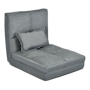 Costway Sponge and Fabric Adjustable 6-positon Floor Folding Lounger in Gray