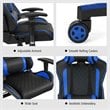 Costway Faux Leather Massage Gaming Chair with Lumbar Support & Headrest in Blue