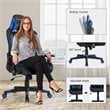 Costway Faux Leather Massage Gaming Chair with Lumbar Support & Headrest in Blue