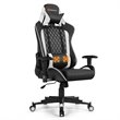 Costway Faux Leather Massage Gaming Chair w/ Lumbar Support & Headrest in White