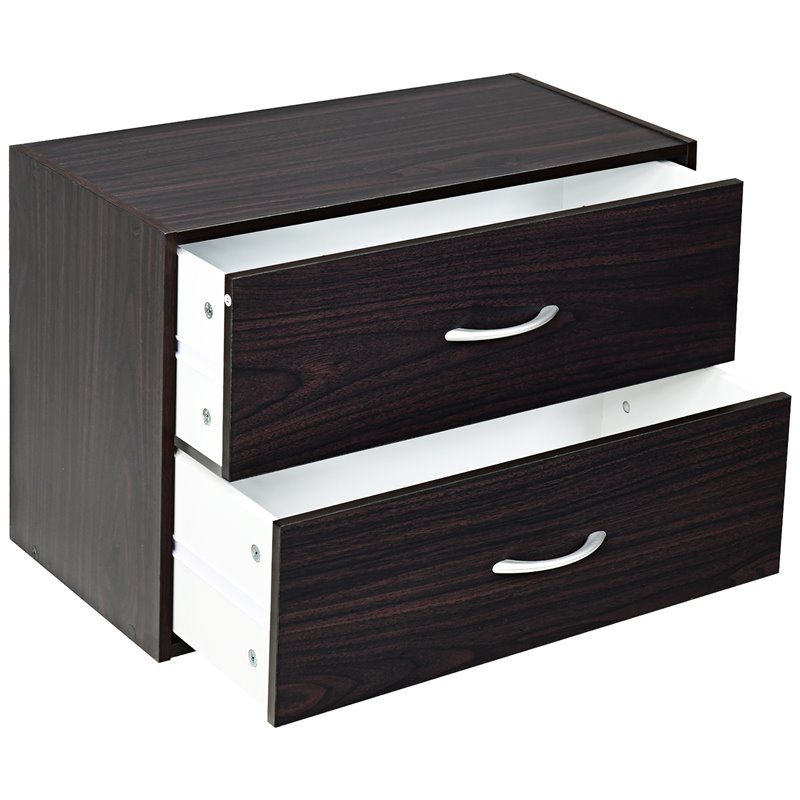 Costway 2-Drawer Stackable Organizer Storage Cabinet Dresser Chest in Espresso