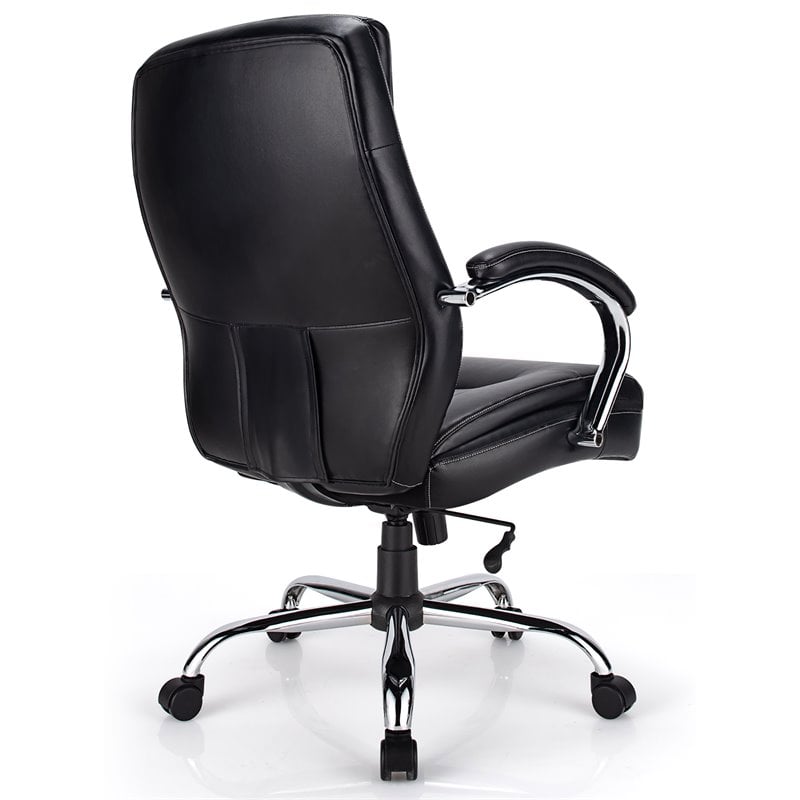 Costway PU and PVC Big & Tall Adjustable High Back 500 LBS Office Chair in Black