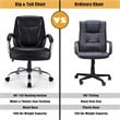 Costway PU and PVC Big & Tall Adjustable High Back 500 LBS Office Chair in Black