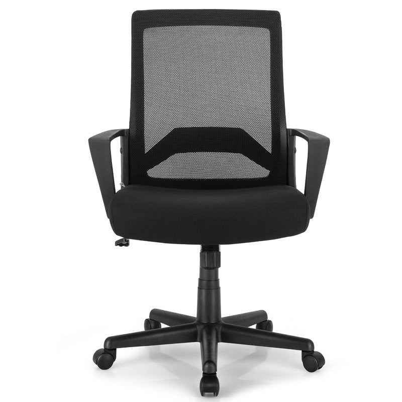 Costway Sponge Adjustable Height Home Office Chair with Lumbar Support in Black