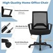 Costway Sponge Adjustable Height Home Office Chair with Lumbar Support in Black