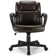 Costway Faux Leather Adjustable Executive Office Chair with Armrest in Brown