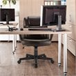 Costway Faux Leather Adjustable Executive Office Chair with Armrest in Brown