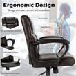 Costway Faux Leather Adjustable Executive Office Chair with Armrest in Brown