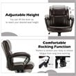 Costway Faux Leather Adjustable Executive Office Chair with Armrest in Brown