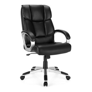 Costway Faux Leather High Back Adjustable Executive Computer Desk Chair in Black