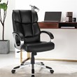 Costway Faux Leather High Back Adjustable Executive Computer Desk Chair in Black