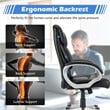 Costway Faux Leather High Back Adjustable Executive Computer Desk Chair in Black