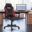 Costway PVC and Sponge High Back Adjustable Swivel Gaming Chair in Red