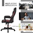 Costway PVC and Sponge High Back Adjustable Swivel Gaming Chair in Red