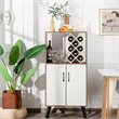 Costway Wooden Bar Cabinet Buffet Sideboard Storage Cupboard in Walnut/White