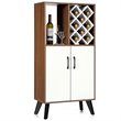 Costway Wooden Bar Cabinet Buffet Sideboard Storage Cupboard in Walnut/White